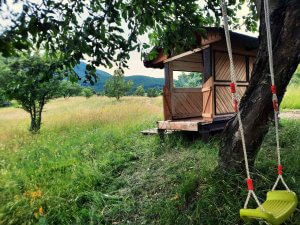 leagan si casuta de lemn pentru copii
